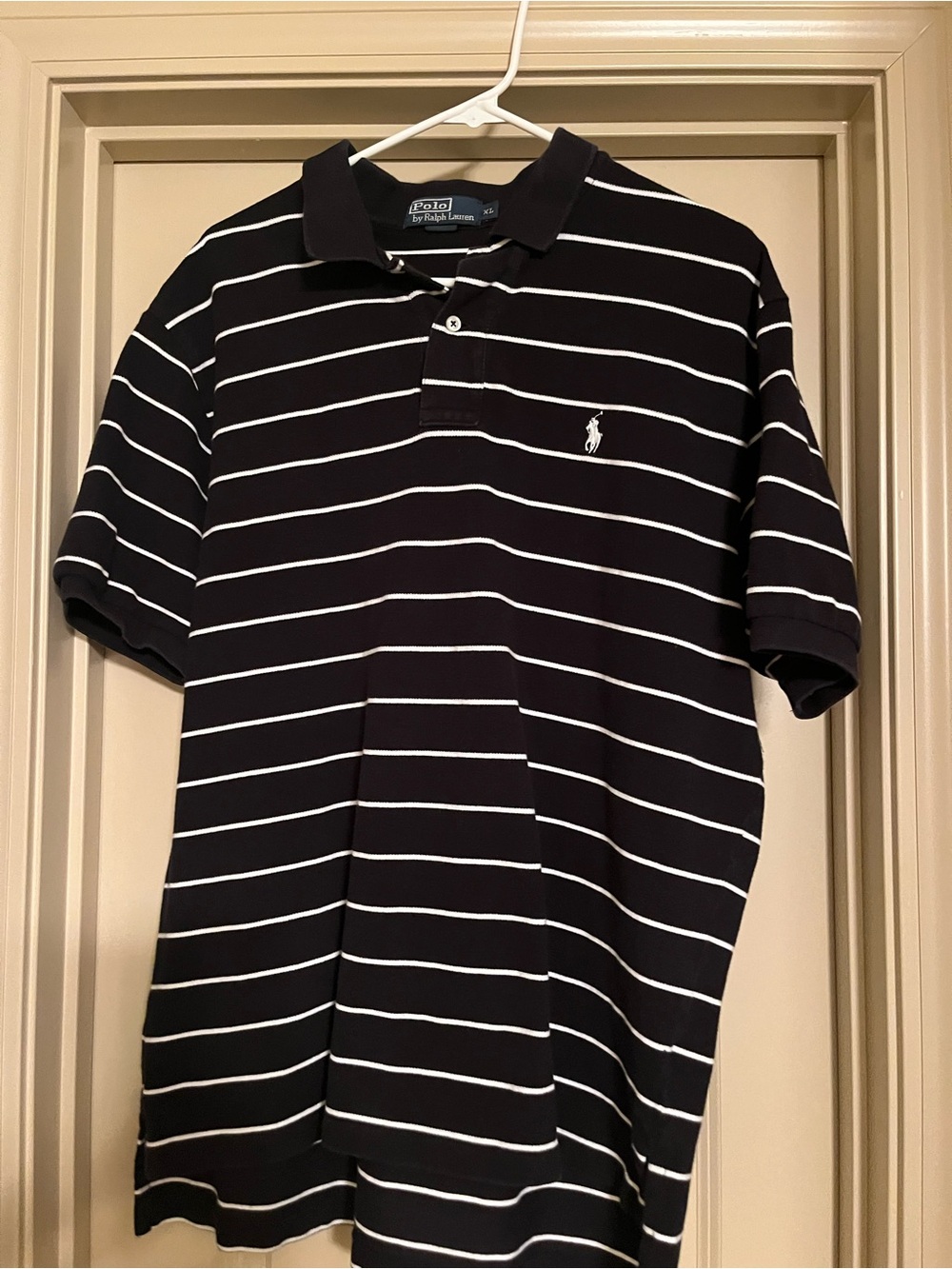 Ralph Lauren Black Polo with White Stripes